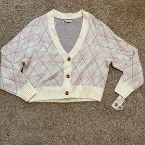 SO crop argyle cardigan - brand new